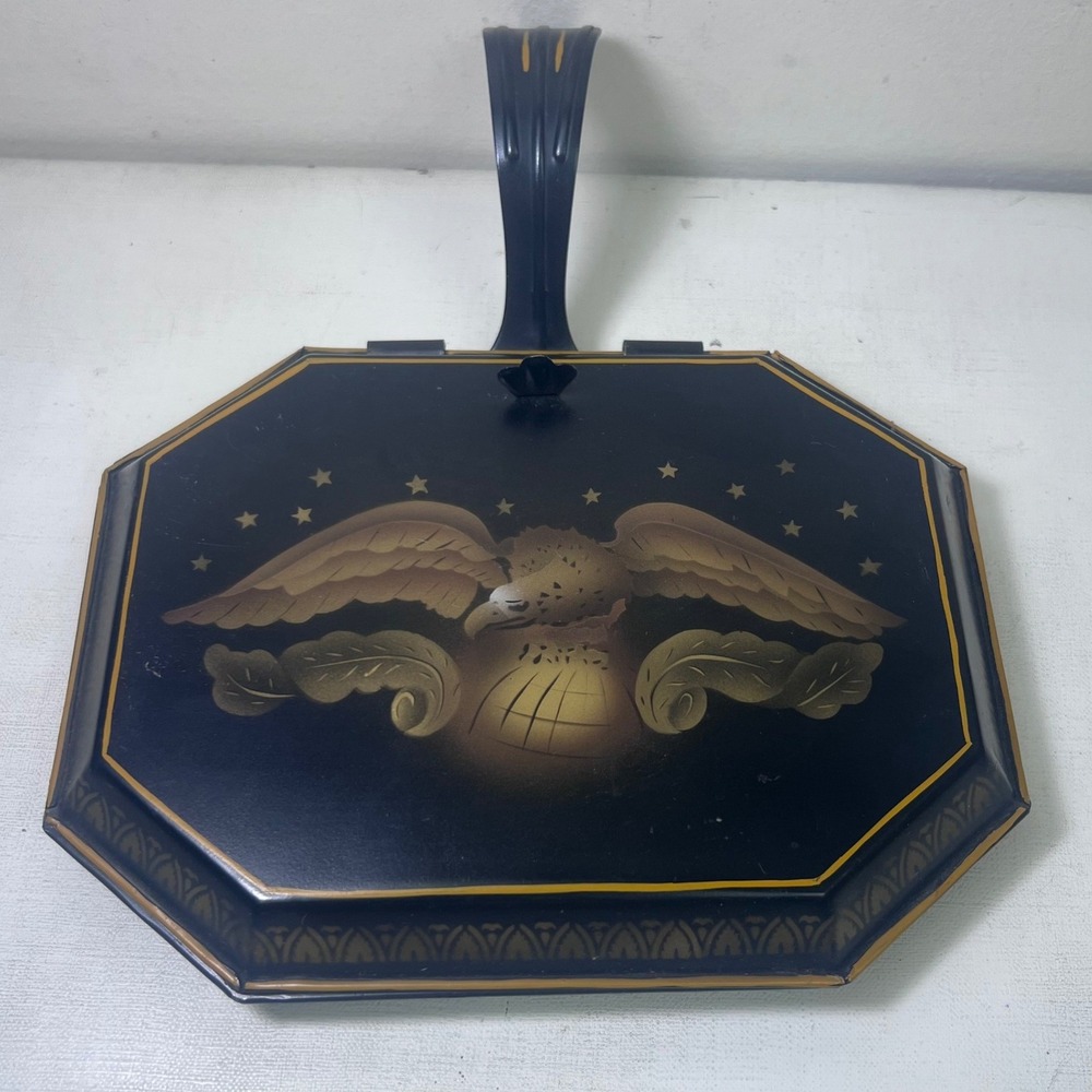 L Hitchcock Black Tole Painted Eagle Silent Butler Crumb Catcher Riverton Conn